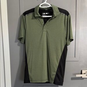 MSX by Michael Strahan Olive and Black Striped Men's Polo Shirt